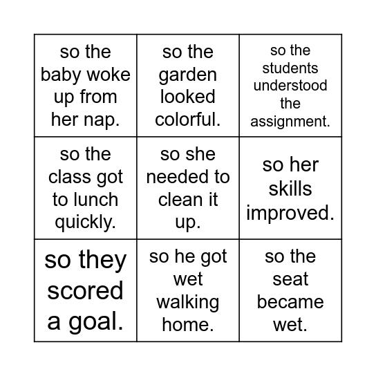 What's the Effect? Bingo Card