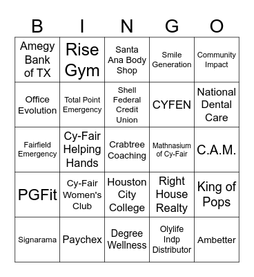 Spring 2026 Business Expo Bingo Card