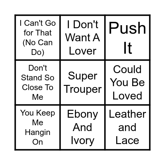 Totally Radical 80's - Rapid Fire Cover All Bingo Card