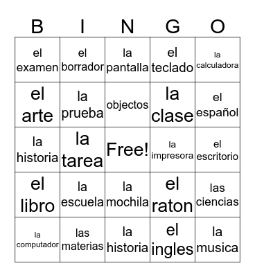 un dia de clases Bingo Card