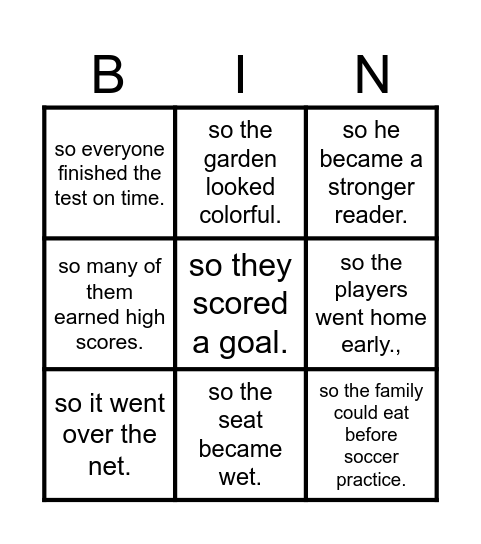 What's the Effect? Bingo Card