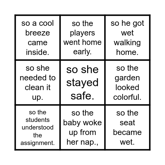 What's the Effect? Bingo Card