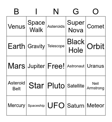 Space Bingo Card