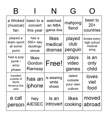 Bingo | Chester's Edition Bingo Card