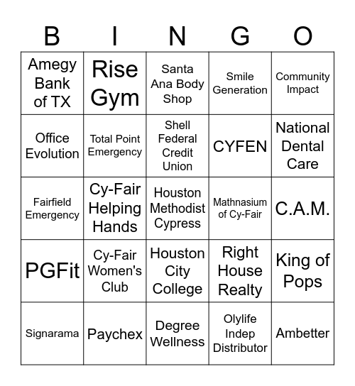 Spring 2026 Business Expo Bingo Card