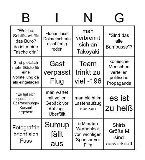 Nippon Connection 26 Bingo Card