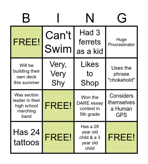 ! GUESS WHO ! Bingo Card