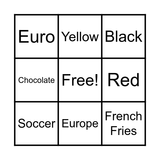 Belgium Bingo Card
