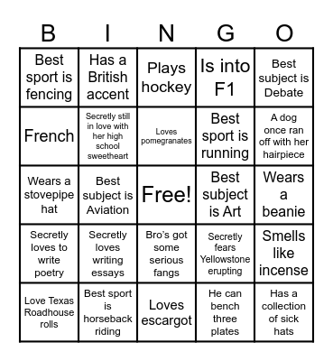 Bunbury Bingo Card