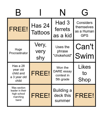 ! GUESS WHO ! Bingo Card