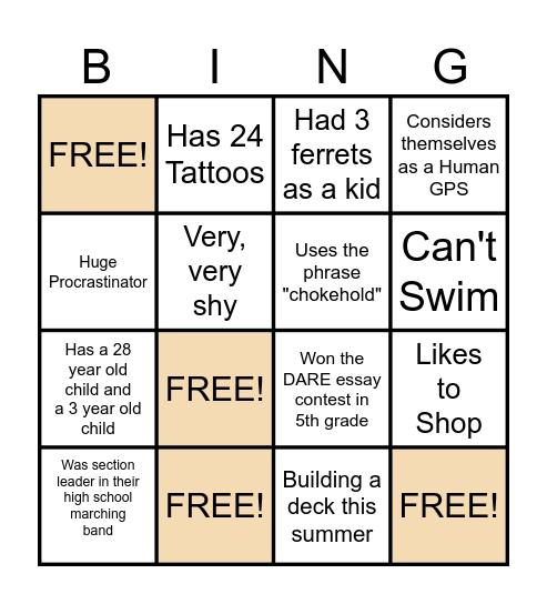 ! GUESS WHO ! Bingo Card
