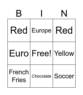 Belgium Bingo Card