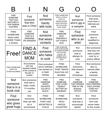 FIND THE COWORKER Bingo Card