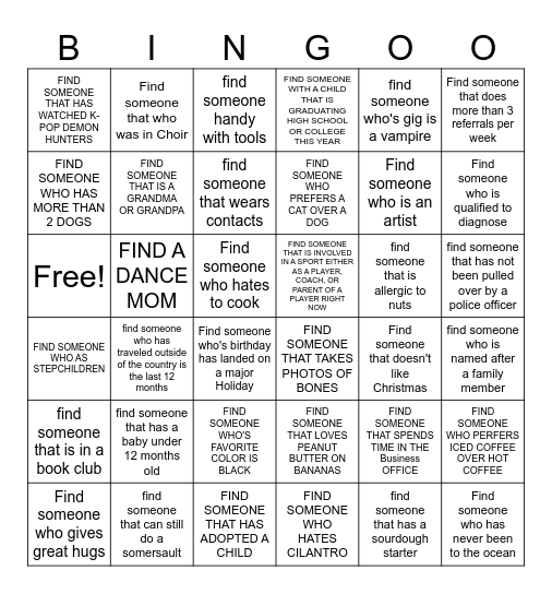 FIND THE COWORKER Bingo Card