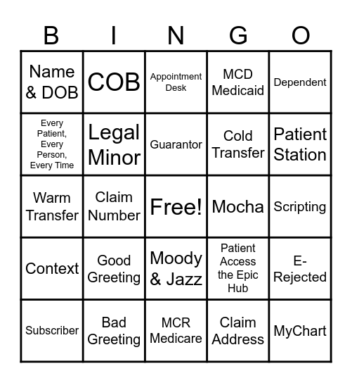 PAS Bingo Card