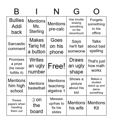Jetton's Bing 1 Bingo Card