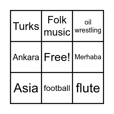 Turkey Bingo Card