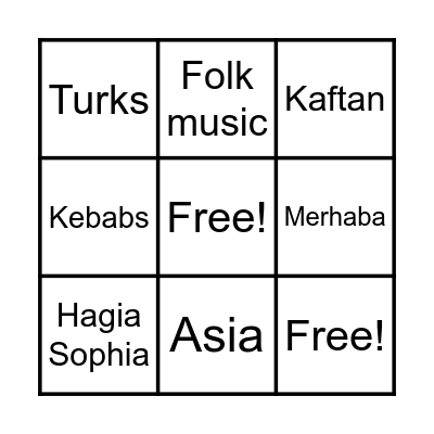 Turkey Bingo Card