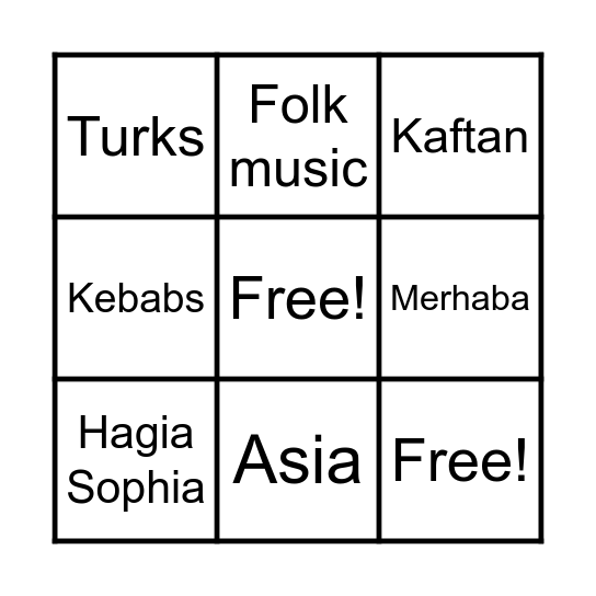 Turkey Bingo Card