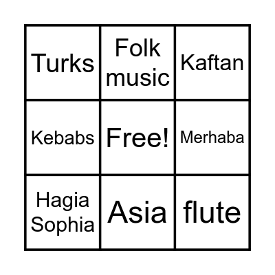 Turkey Bingo Card