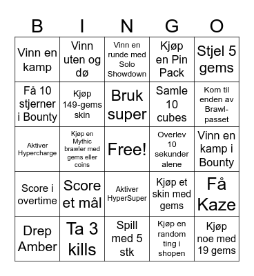 Brawl Stars - Bingo Card