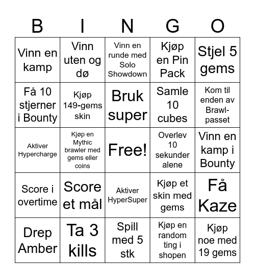 Brawl Stars - Bingo Card