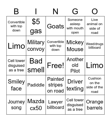DRIVE Bingo Card