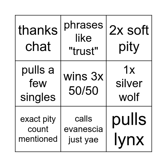 Sheet 7 Bingo Card