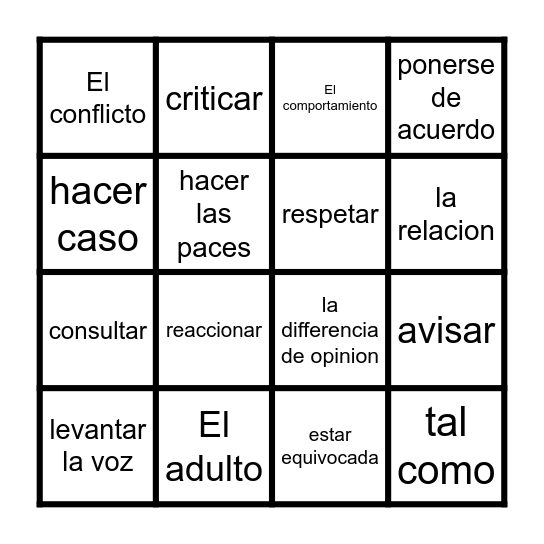 Unit 4 B1 Bingo Card