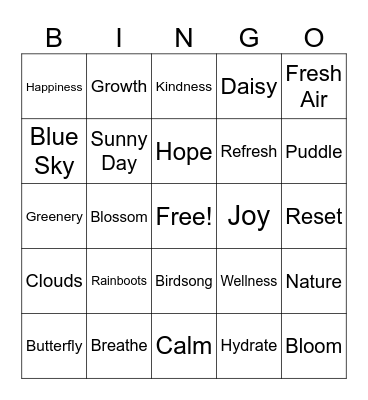 Spring Into Wellness Bingo Card