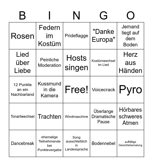 ESC 2026 Bingo Card