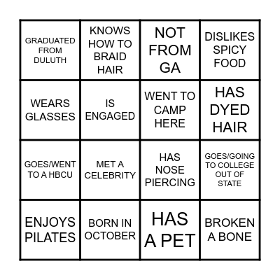 SUMMER CAMP BINGO Card