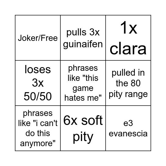 Sheet 10 Bingo Card