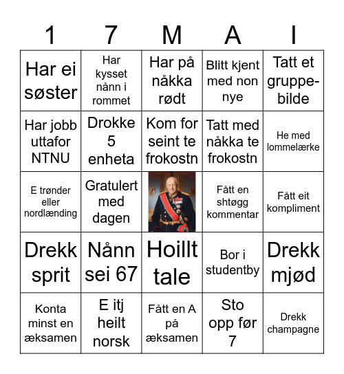 17. mai bingo Card