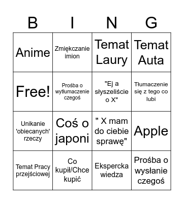 O czym Mazan będzie pierdolił tym razem? Bingo Card