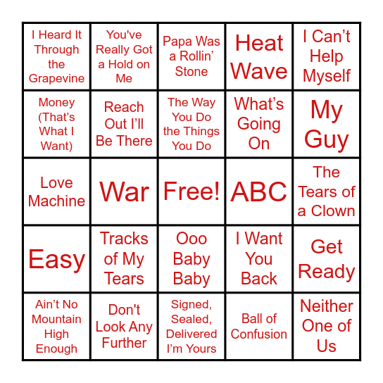 MOWTOWN Bingo Card