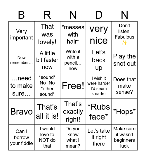 Brandenn bingo Card