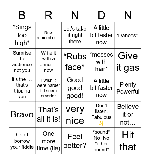 Branden Bingo Card
