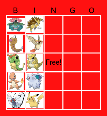 Pokemon Bingo! Bingo Card