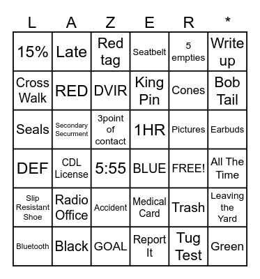 Driver Meeting Bingo 5/13/2026 Bingo Card