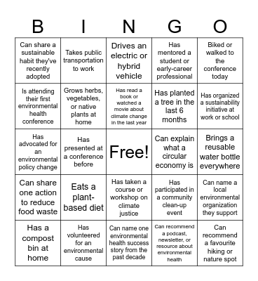 environ network Bingo Card