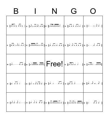 INTERMEDIATE RHYTHM Bingo Card