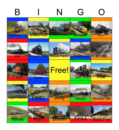 Passenger Trains that I would like to ride after John will say "Wave Bye Bye to Roller Coaster Factory 2 for life" one day Bingo Card