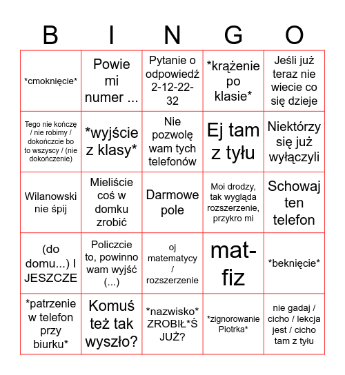 rostek 1 Bingo Card