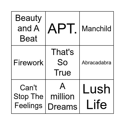 Music Bingo Card