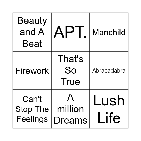 Music Bingo Card