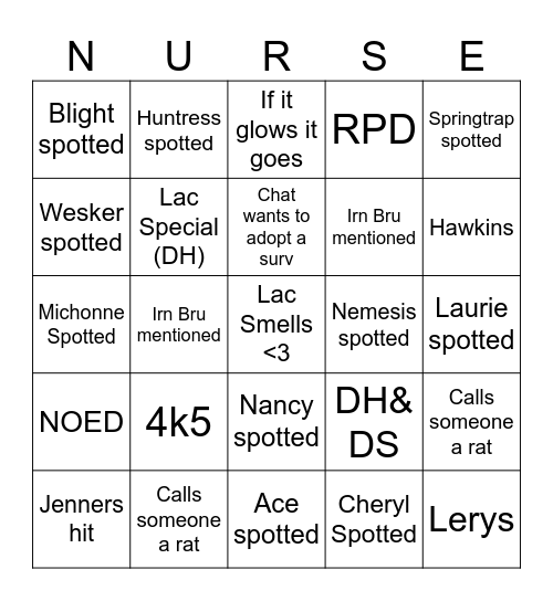 Lac Bingo Card