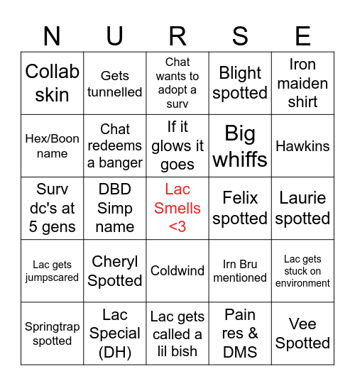 Lac Bingo Card