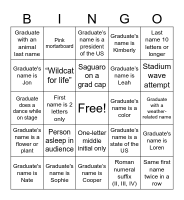Zach's Graduation! Bingo Card