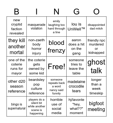 ccod episode 5 Bingo Card